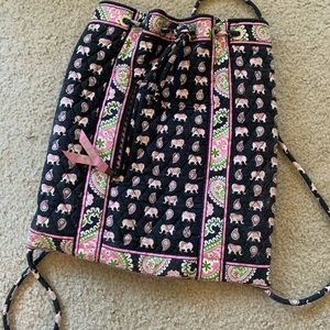 Vintage Vera Bradley Pink Elephant Print Drawstring backpack
